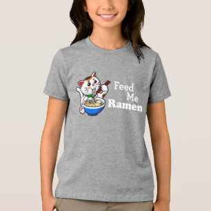 Feed Me Ramen- Cute Cat Tri-Blend Shirt