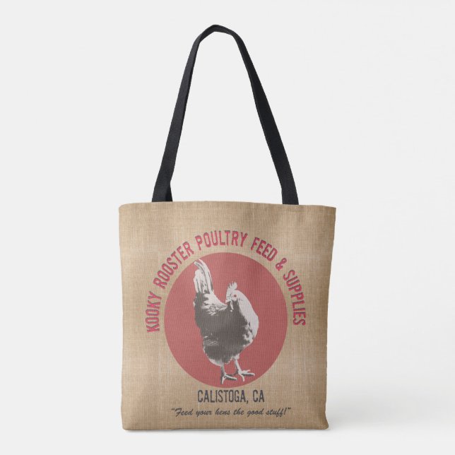 Feed Sack style Tote - Kooky Rooster (Back)