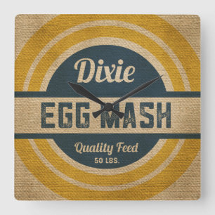 Feed Sack Vintage Burlap Look Corn Sack Square Wall Clock