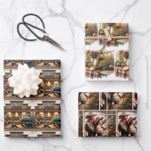 Feed Store Cowboy Hat  Decorating Tree Christmas Wrapping Paper Sheet