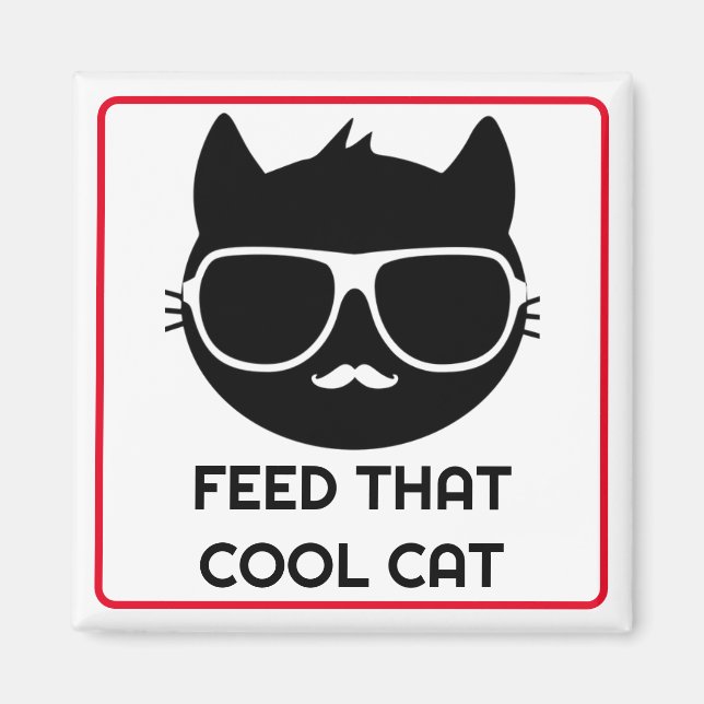 Feed That Cool Cat Pet Feeding Reminder Mini Magnet (Front)