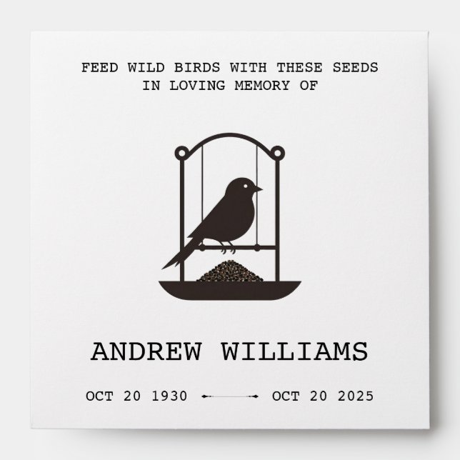 Feed the Birds Memorial Seed Envelope (Front)