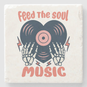 feed the soul music stone coaster
