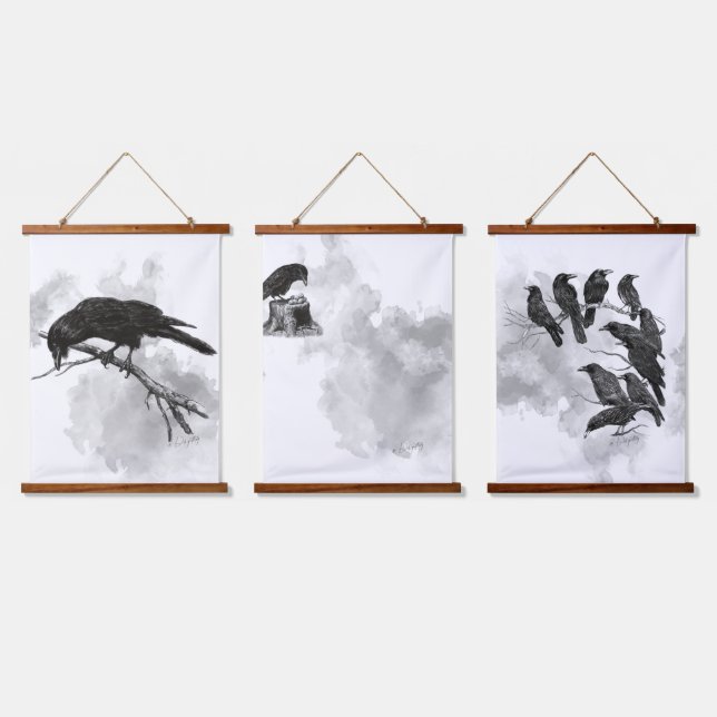 Feed them Peanuts Crow Lovers  Hanging Tapestry (Triple)