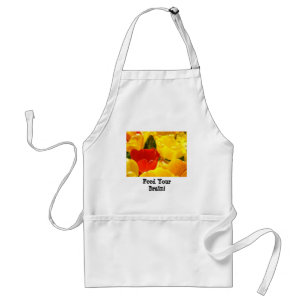 Feed Your Brain! apron Bright Yellow Red Tulips