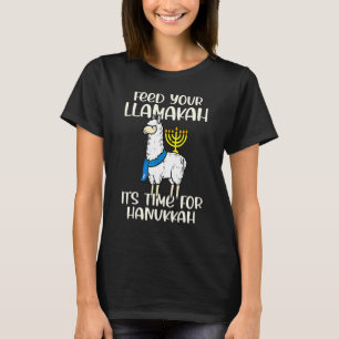 Feed Your Llamakah  Llama Hanukkah Pajamas Chanuka T-Shirt