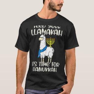 Feed Your Llamakah  Llama Hanukkah Pyjamas Chanuka T-Shirt