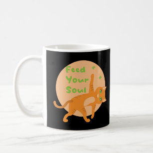 Feed your soul Kawaii orange funny cat doing yoga  Coffee Mug