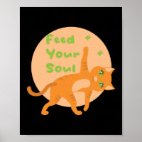 Feed your soul Kawaii orange funny cat doing yoga 