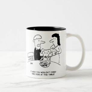 Feeding a Dog at the Table Two-Tone Coffee Mug