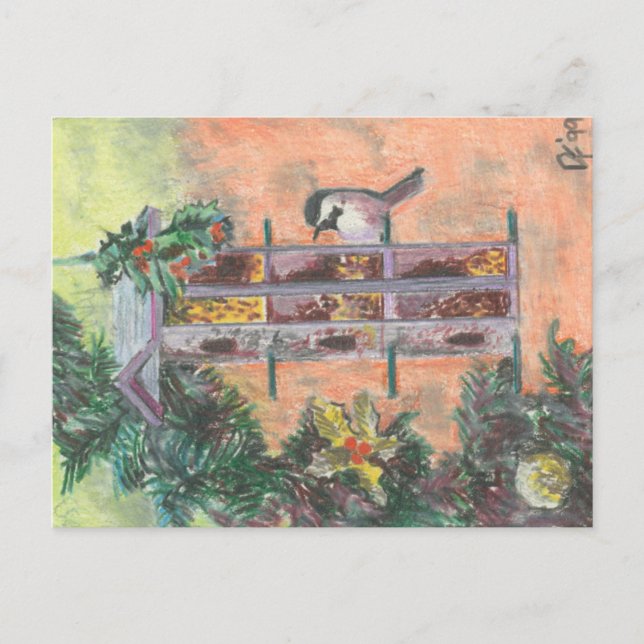 Feeding Birdie Holiday Postcard (Front)