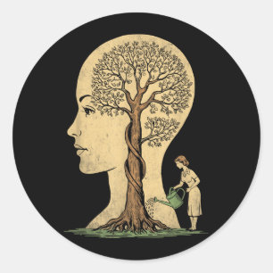 Feeding Brain Mental Health Awareness Prevent Classic Round Sticker