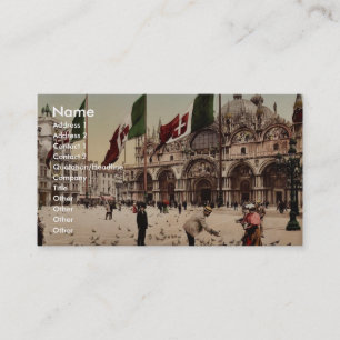 Feeding Pigeons in St. Mark's Place, Venice, Italy Business Card