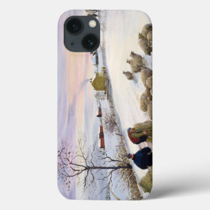 Feeding sheep in winter iPhone 13 case