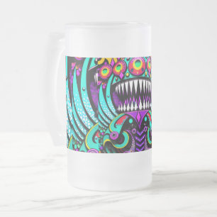 Feeding the Art Wars - Ken Gauge Art Frosted Glass Beer Mug
