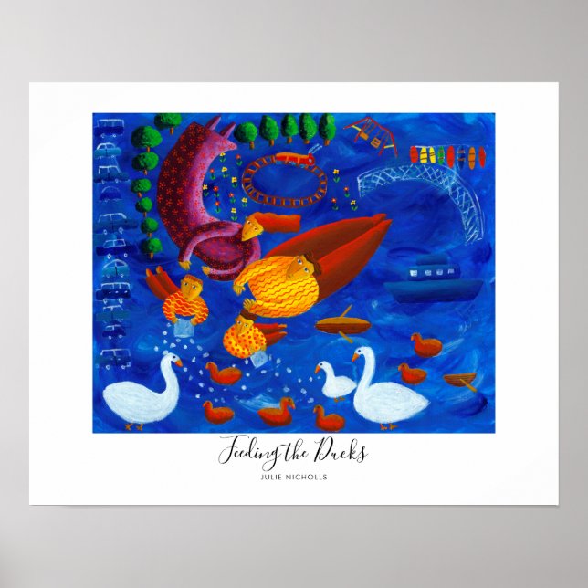 Feeding the Ducks Painting Poster (Front)