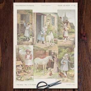 Feeding the Farm Animals Decoupage Tissue Paper