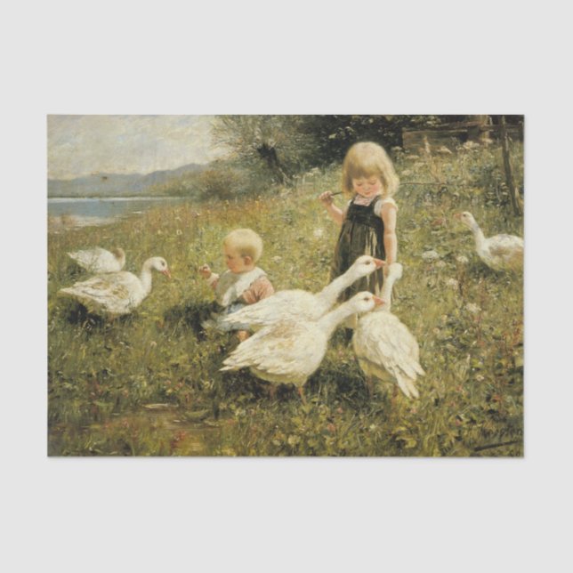 Feeding the Geese by Alexander Koester Tissue Paper (Front)