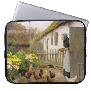 Feeding the Hens (by H.A. Brendekilde) Laptop Sleeve