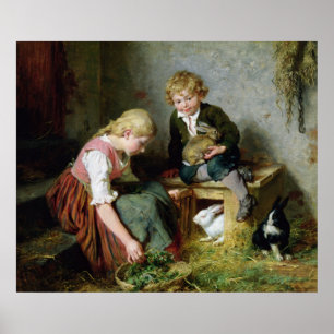 Feeding the Rabbits Poster