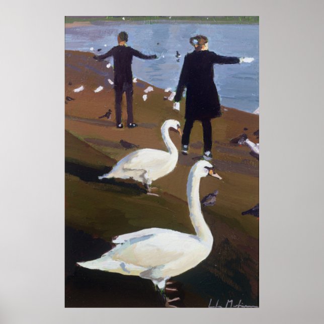 Feeding the Swans at the Round Pond Poster (Front)