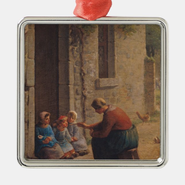 Feeding the Young, 1850 Metal Tree Decoration (Front)