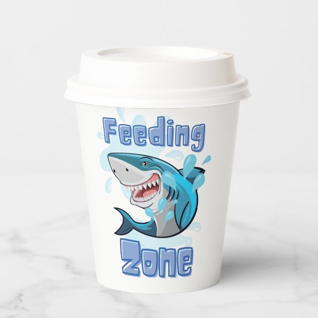 FEEDING ZONE SHARK , CARTOON STYLE PAPER CUPS (Front)