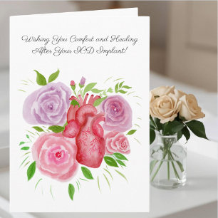 Feel Better After ICD Implant Heart Roses Card