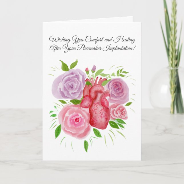 Feel Better After Pacemaker Heart Roses Card (Front)
