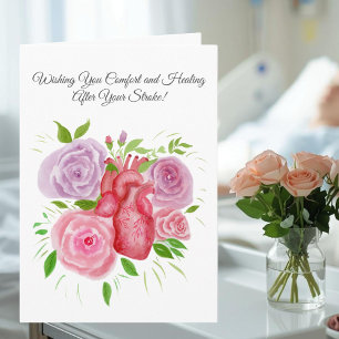 Feel Better After Stoke, Heart With Roses Card