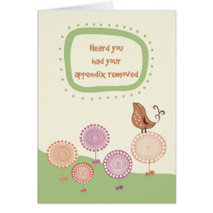 Feel Better Appendix Removed Cute Bird on Flowers