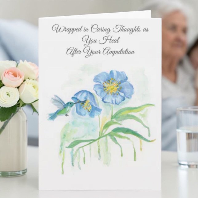 Feel Better From Amputation Poppy, Hummingbird Card (Creator Uploaded)