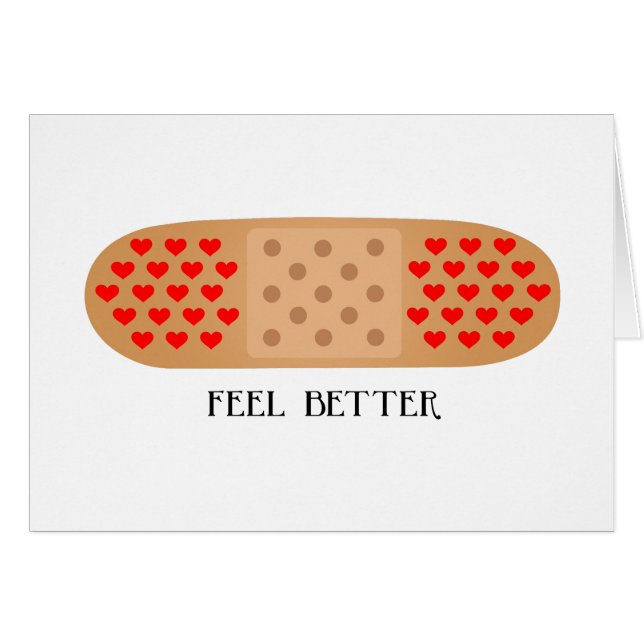 Feel Better heart bandaid customise card (Front Horizontal)