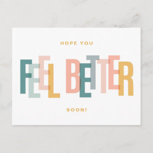 Feel Better Soon, colourful get well postcard