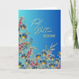 Feel Better Soon – Elegant Blue Watercolor Floral Card