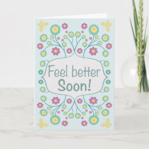 Feel Better Soon Floral & Soft Green Greeting Card