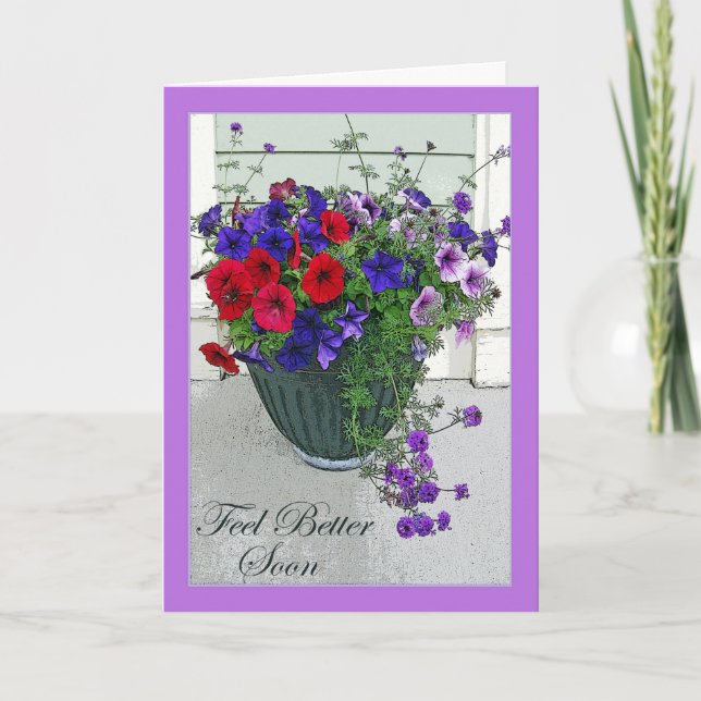 Feel Better Soon, Flower Arrangement, Petunias Card (Front)