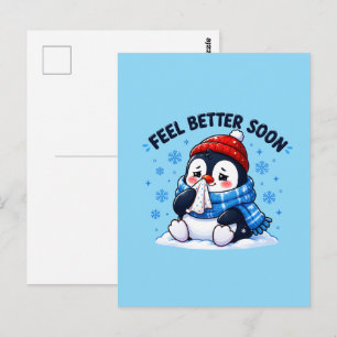 Feel Better Soon Penguin Get Well Soon Greeting Postcard