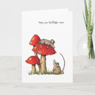 Feel Better Soon, Whimsical Art, Mice, Toadstools Card