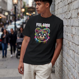 Feel Good Every Day – Colourful Graffiti Bear Stre T-Shirt
