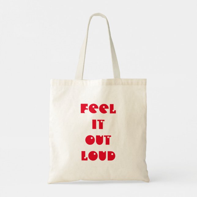 "Feel It Out Loud" two-sided red/purple tote bag (Back)