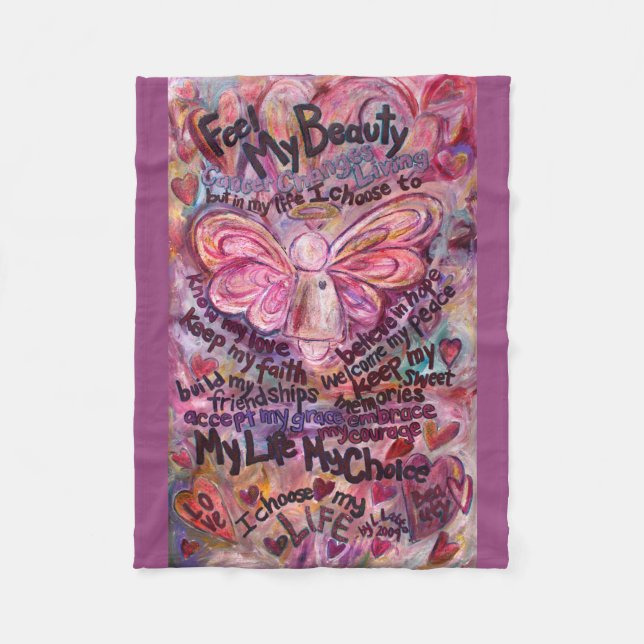 Feel My Beauty Cancer Angel Chemo Fleece Blankets (Front)