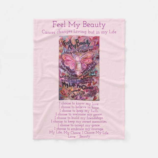 Feel My Beauty Cancer Poem Angel Fleece Blankets (Front)