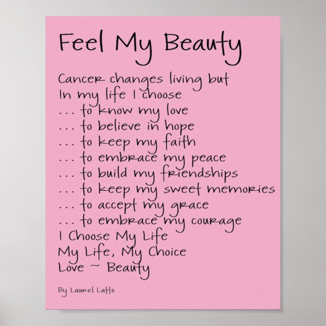 Feel My Beauty Cancer Poem Text Poster (Front)