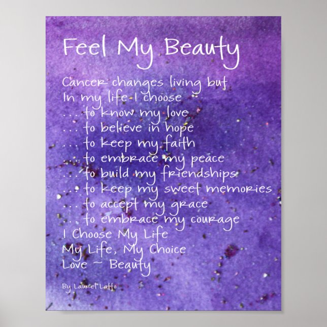 Feel My Beauty Cancer Poem Text Poster (Front)