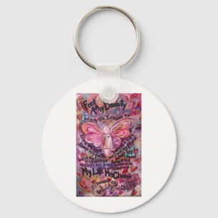 Feel My Beauty Pink Cancer Angel Key Ring