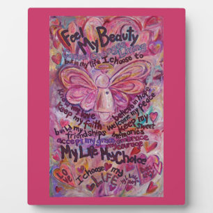Feel My Beauty Pink Cancer Angel Painting Plaque