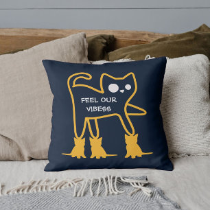 Feel Our Vibes Funny Cats Cute Cool Personalised Cushion