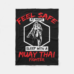 Feel Safe With A Muay Thai Fighter Kickboxing Fleece Blanket