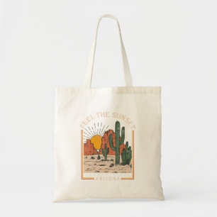 Feel Sunset Desert Vibes Arizona Mountain Cactus Tote Bag